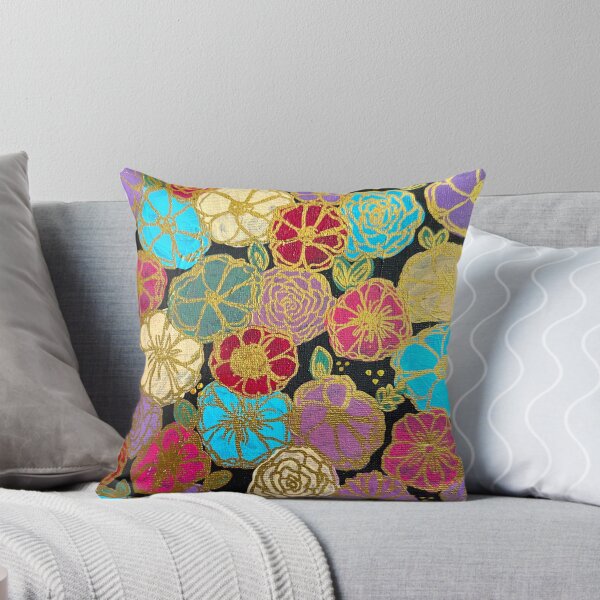 Item preview, Hand painted colourful flowers with golden outlining designed and sold by Artheticsbyamna.