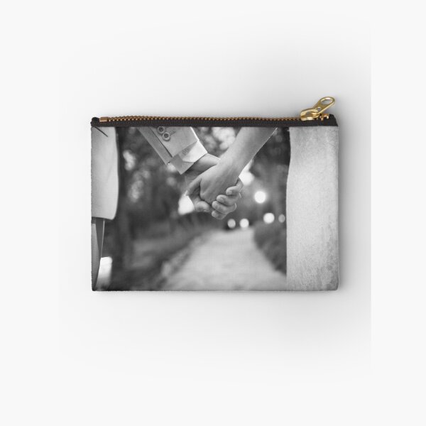 Item preview, Groom holding hands with bride black and white wedding photograph designed and sold by edwardolive.