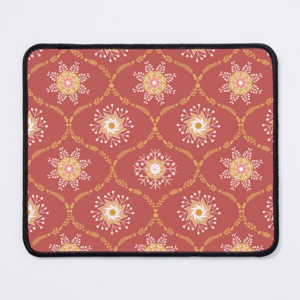 Item preview, Ogee pattern with snowflakes on scarlet red  designed and sold by colorofmagic.