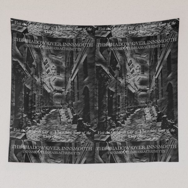 Item preview, The Shadow Over Innsmouth 1 (Black & White) - Visit the Cyclopean city of Y'ha-nthlei, home of the Deep Ones - spcreationsco22 designed and sold by SpCreationsCo22.