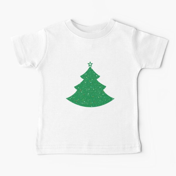 Sparkling Xmas tree star glitter on xmas green background Baby T-Shirt