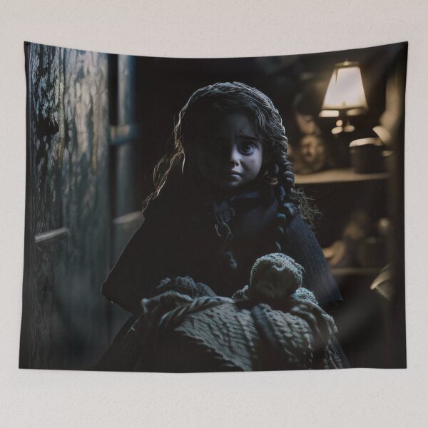 Item preview, Creepy kid with a doll designed and sold by RK - Shop.
