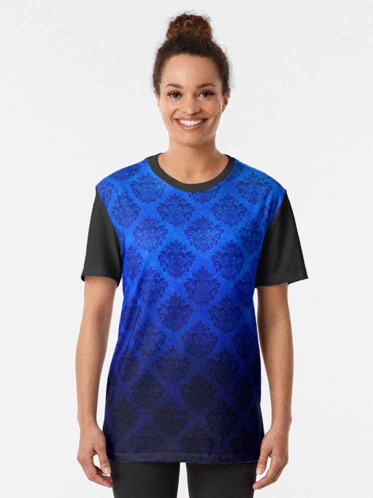 black and royal blue graphic tee