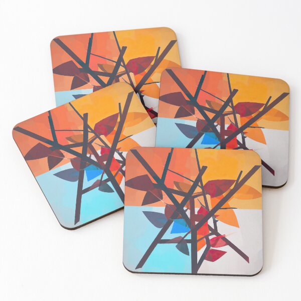 Item preview, Branches in Quadrants - Abstract Art - Red, Blue, Orange, Beige and Black. designed and sold by Inomaly Art.
