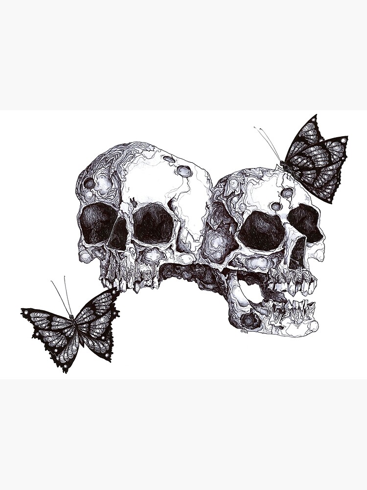 Discover Skulls + Butterflies - The twins Premium Matte Vertical Poster