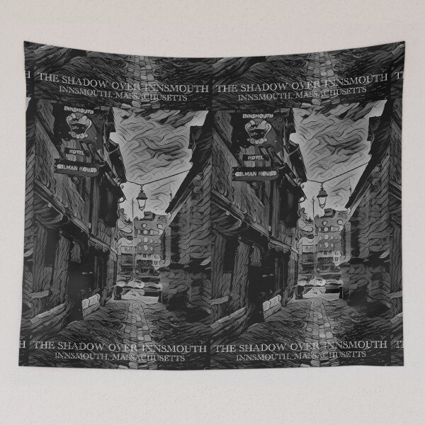 Item preview, The Shadow Over Innsmouth - Gilman House (Black & White) - Visit the Cyclopean city of Y'ha-nthlei, home of the Deep Ones - spcreationsco22 designed and sold by SpCreationsCo22.
