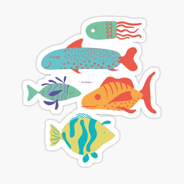 Vista previa del artículo con la obra «Peces de coloridos», diseñado y vendido por AnaidZahori.