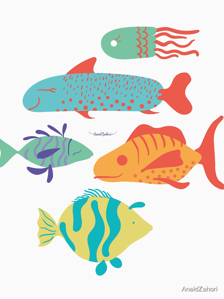 Imagen 7 de 7, Camiseta clásica con la obra Peces de coloridos, diseñada y vendida por AnaidZahori.