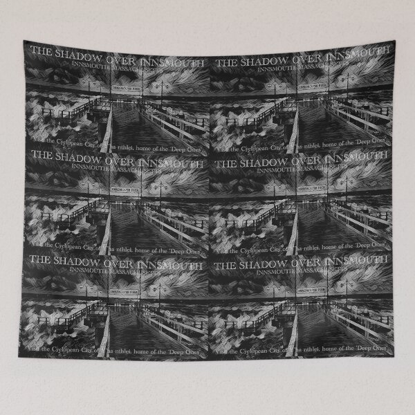 Item preview, The Shadow Over Innsmouth - Innsmouth Pier (Black & White) - Visit the Cyclopean city of Y'ha-nthlei, home of the Deep Ones - spcreationsco22 designed and sold by SpCreationsCo22.