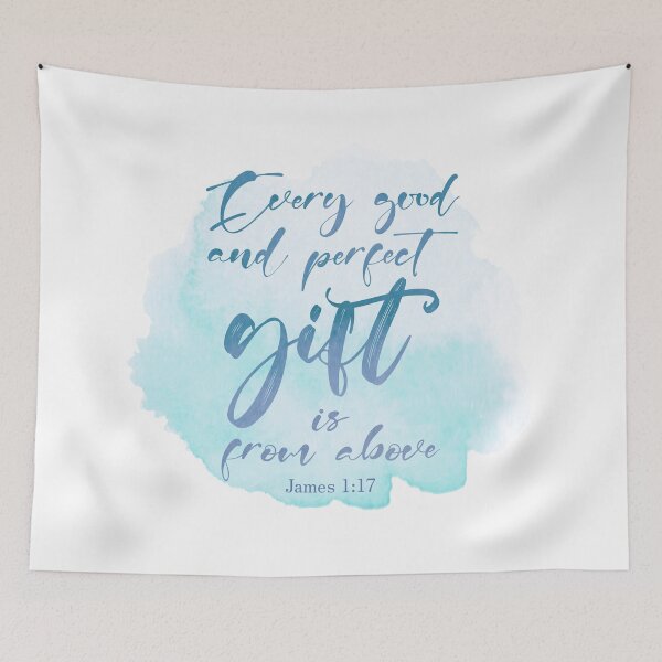 Item preview, James 1:17 Watercolor Christian Quote Blue designed and sold by amazingjoy.