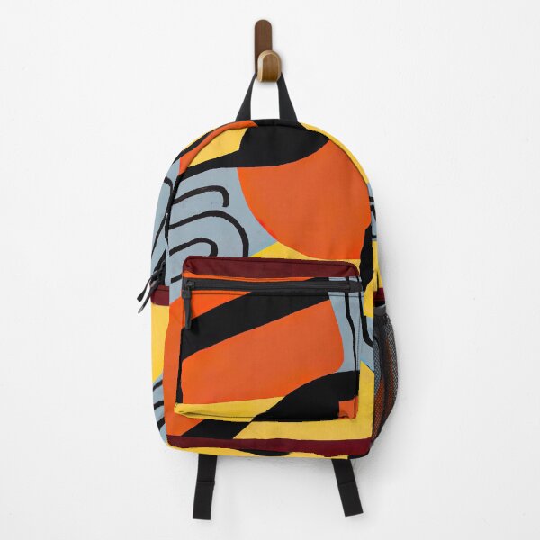 Item preview, Abstract Log Linoleum Cut - Expressionist - Black, Orange, Grey and Yellow designed and sold by Inomaly Art.