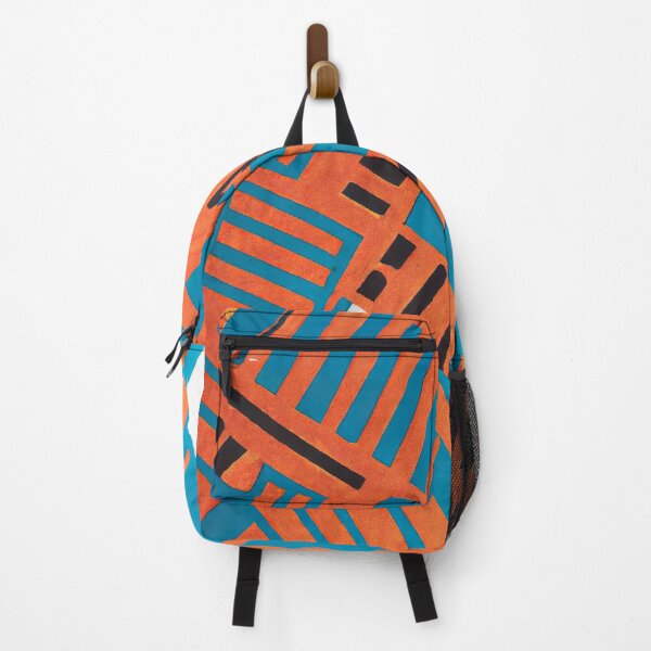 Item preview, Abstract Coded Linoleum Cut - Expressionist - Black, Orange and Teal designed and sold by Inomaly Art.