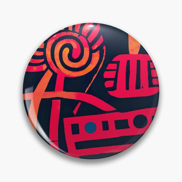 Item preview, Abstract Linoleum Cut - Expressionist - Black, Red, Orange and Blue designed and sold by Inomaly Art.
