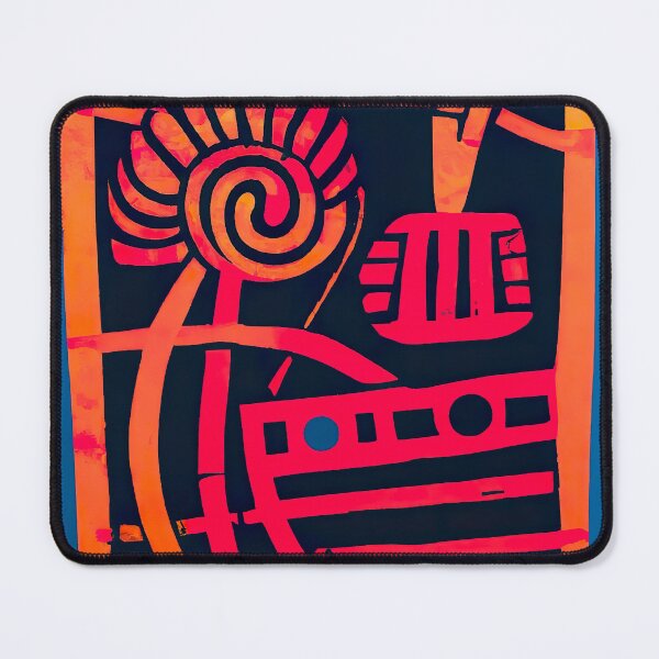 Item preview, Abstract Linoleum Cut - Expressionist - Black, Red, Orange and Blue designed and sold by Inomaly Art.
