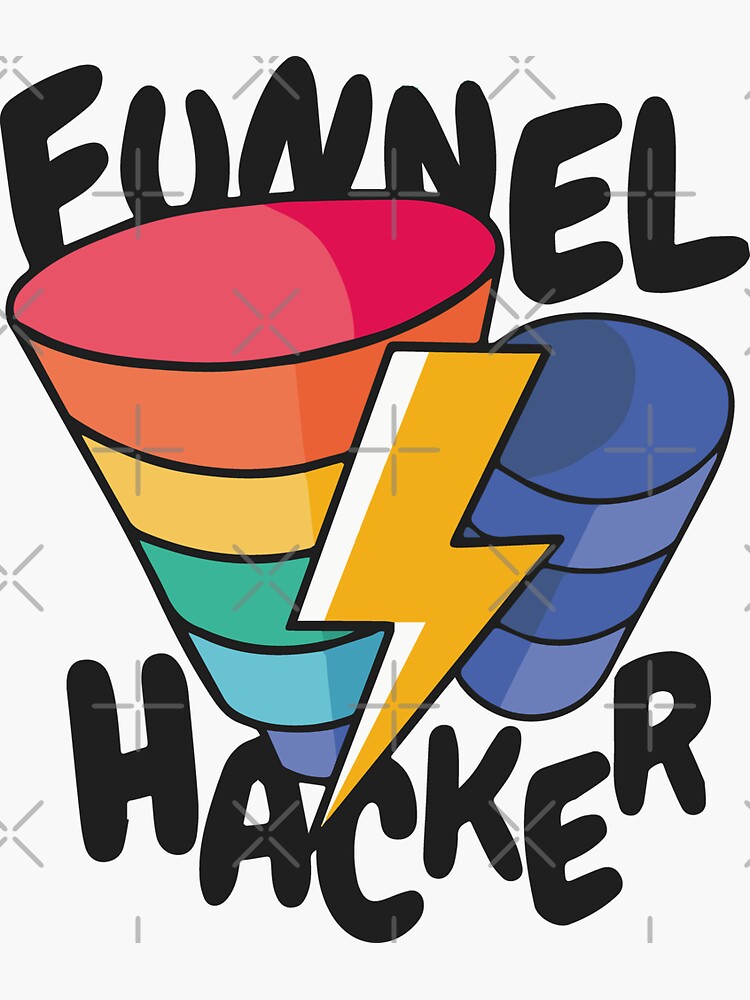 "Funnel hacker sales joke design" Sticker for Sale by