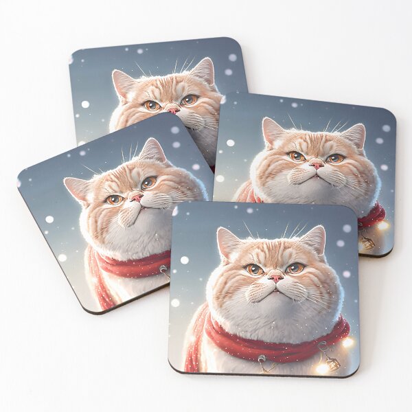 Item preview, Cute smiling cat with tiger stripes dressed with Christmas red scarf designed and sold by Tuko Designs.
