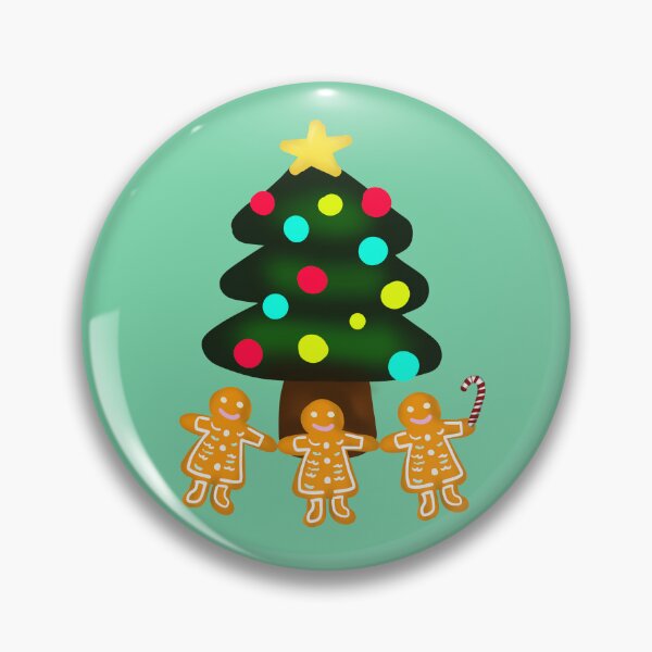 Item preview, Three Gingerbread Men Under Merry Christmas Tree with Candy Cane with Green Background designed and sold by Karen Ekdahl.