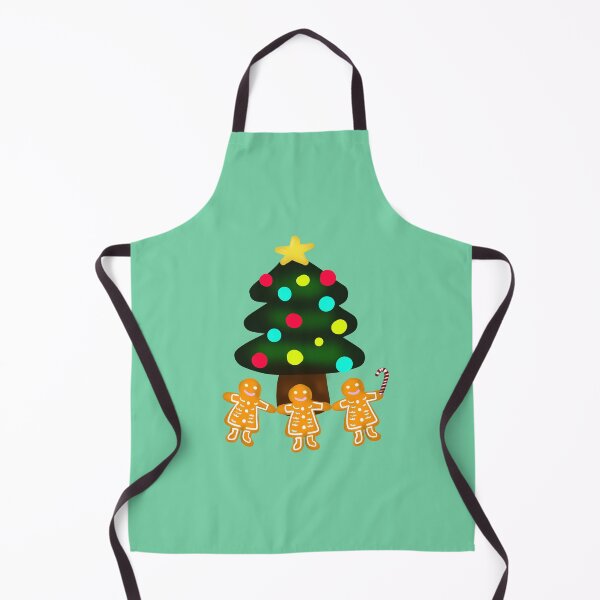 Item preview, Three Gingerbread Men Under Merry Christmas Tree with Candy Cane with Green Background designed and sold by Karen Ekdahl.