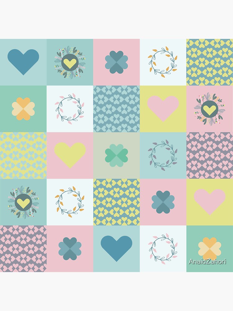 Imagen 3 de 3, Pegatina con la obra Patchwork corazones, diseñada y vendida por AnaidZahori.