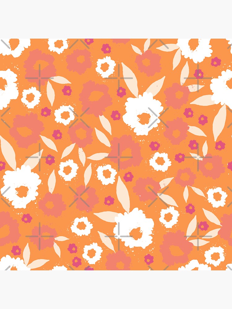 "Lovely abstract flowers in orange bg" Sticker for Sale by latoblab