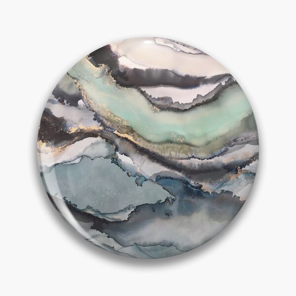 Item preview, Marble - alcohol ink artwork with greys, greens and gold designed and sold by NessaLovell.