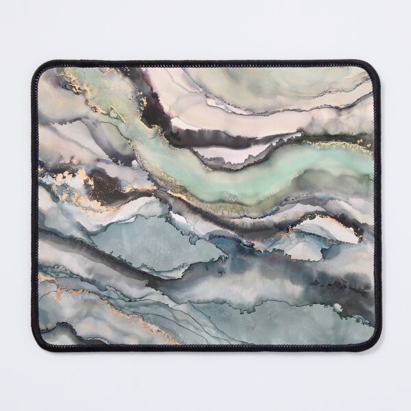 Item preview, Marble - alcohol ink artwork with greys, greens and gold designed and sold by NessaLovell.