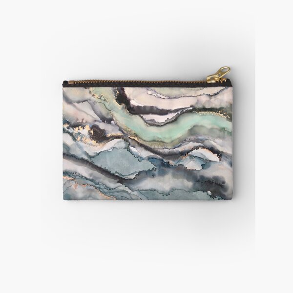 Item preview, Marble - alcohol ink artwork with greys, greens and gold designed and sold by NessaLovell.