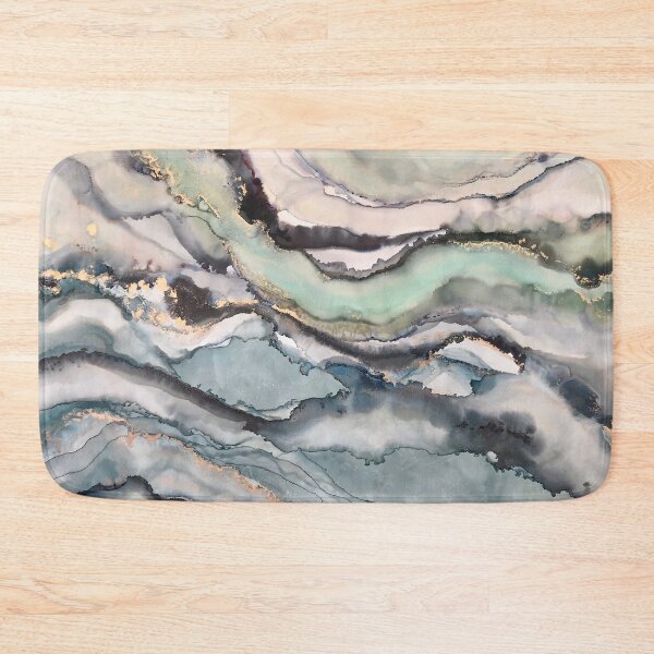 Item preview, Marble - alcohol ink artwork with greys, greens and gold designed and sold by NessaLovell.