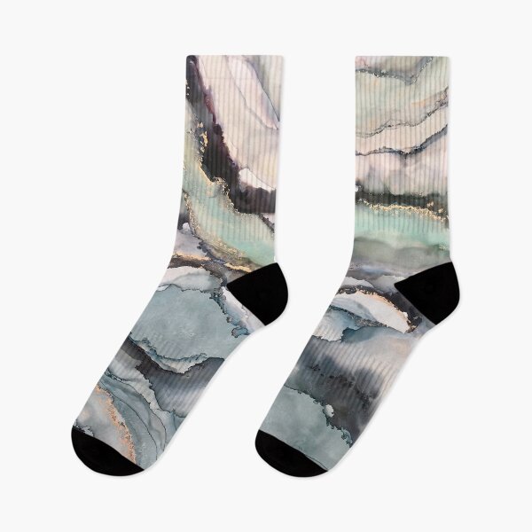 Item preview, Marble - alcohol ink artwork with greys, greens and gold designed and sold by NessaLovell.