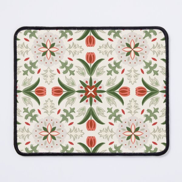 Item preview, Vintage Floral Tile - Green And Red designed and sold by FloraDayDesign.