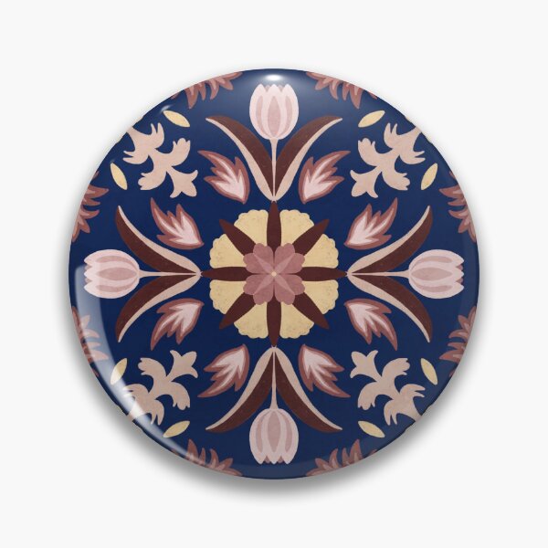 Item preview, Vintage Floral Tile - Dark Blue designed and sold by FloraDayDesign.