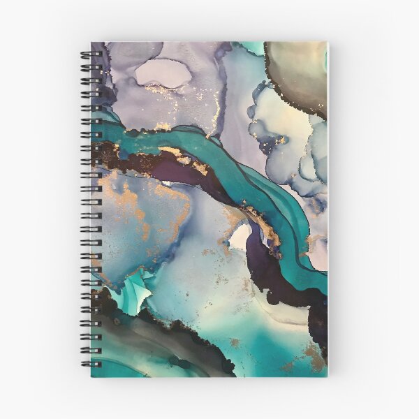 Item preview, Stream - alcohol ink artwork with greys, deep blue, teal and gold designed and sold by NessaLovell.