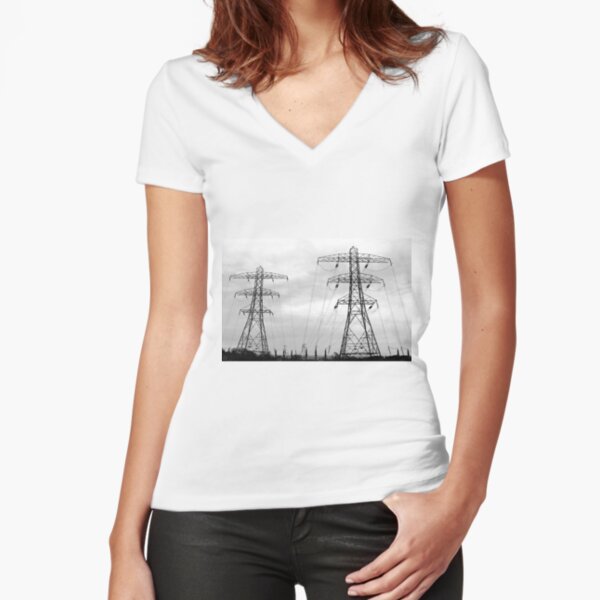 Electricity pylons Fitted V-Neck T-Shirt