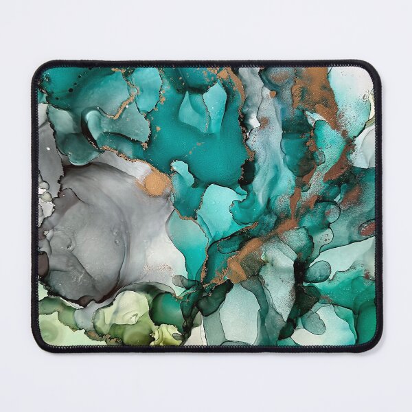 Item preview, Hopeful Dreams - alcohol ink artwork with teal, grey, gold, lime designed and sold by NessaLovell.