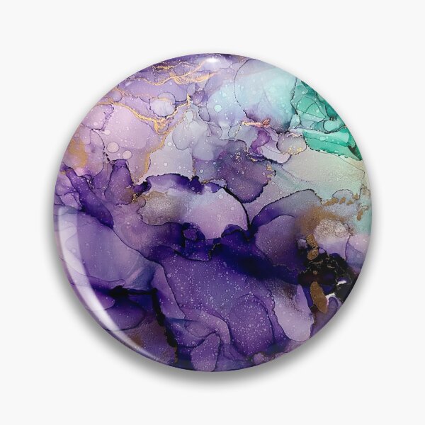 Item preview, Inner Joy - alcohol ink artwork with purple, gold, aqua and white designed and sold by NessaLovell.
