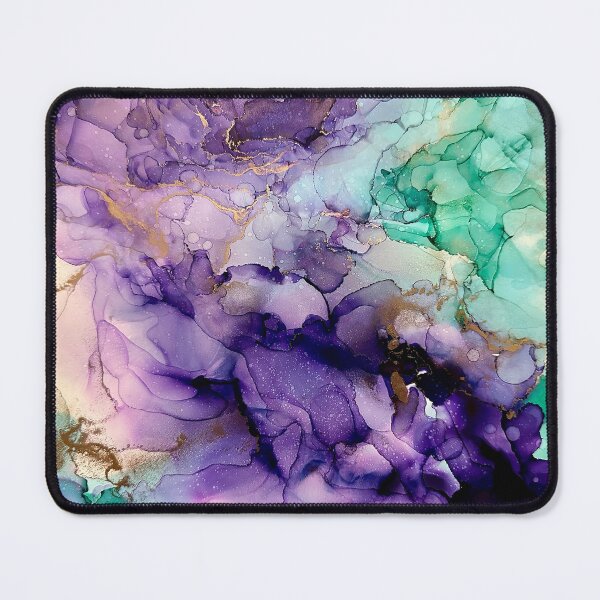 Item preview, Inner Joy - alcohol ink artwork with purple, gold, aqua and white designed and sold by NessaLovell.