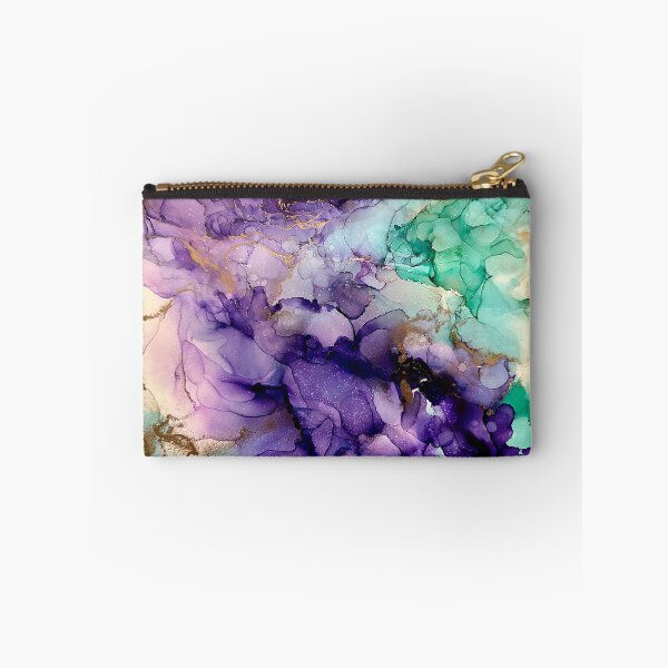 Item preview, Inner Joy - alcohol ink artwork with purple, gold, aqua and white designed and sold by NessaLovell.