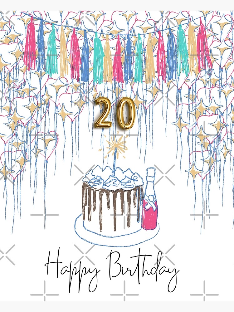 Happy 20th Birthday, 20th Birthday Gifts for Women, 20 Birthday Card, 20  Years Old, 20th Daughter Gift, Born in 2001, 20th Friend Gift 