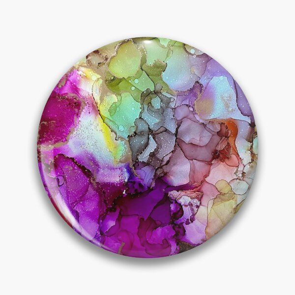 Item preview, Call of the Soul - Alcohol ink artwork with green, violet, gold, pinks designed and sold by NessaLovell.