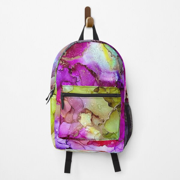 Item preview, Call of the Soul - Alcohol ink artwork with green, violet, gold, pinks designed and sold by NessaLovell.