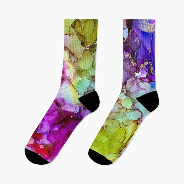 Item preview, Call of the Soul - Alcohol ink artwork with green, violet, gold, pinks designed and sold by NessaLovell.