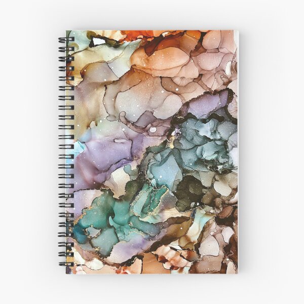 Item preview, Mountain - alcohol ink artwork with greens, browns, orange, lilac, gold designed and sold by NessaLovell.
