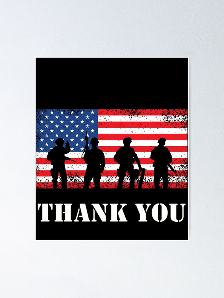 "American Flag T-Shirt - Thank You Veterans" Poster For Sale By ...