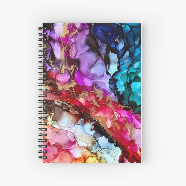 Awaken - alcohol ink artwork with rainbow colours Spiral Notebook