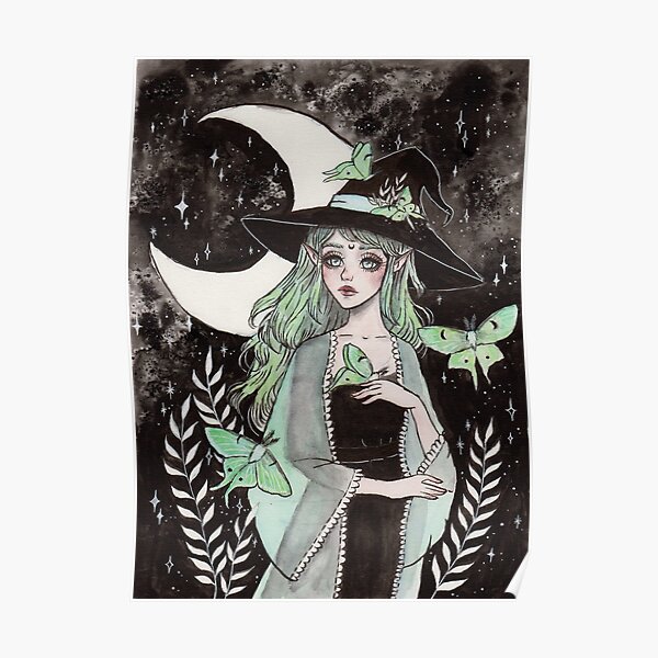 Luna moth witch Poster