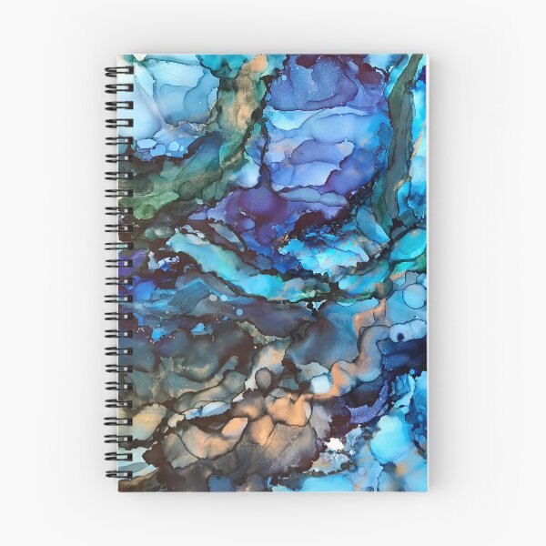 Item preview, Wisdom - alcohol ink artwork with blues, golds, grey designed and sold by NessaLovell.