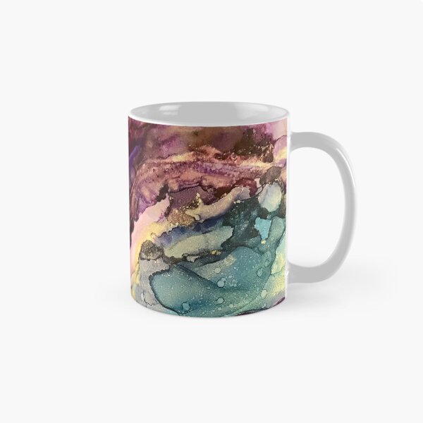 Item preview, Agate Slices - Alcohol Ink artwork with magenta, purple, teal, gold, white designed and sold by NessaLovell.