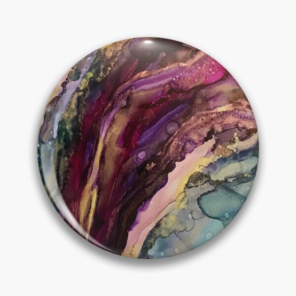Item preview, Agate Slices - Alcohol Ink artwork with magenta, purple, teal, gold, white designed and sold by NessaLovell.