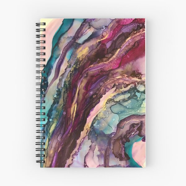 Item preview, Agate Slices - Alcohol Ink artwork with magenta, purple, teal, gold, white designed and sold by NessaLovell.