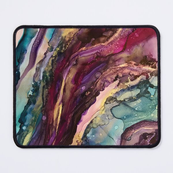 Item preview, Agate Slices - Alcohol Ink artwork with magenta, purple, teal, gold, white designed and sold by NessaLovell.